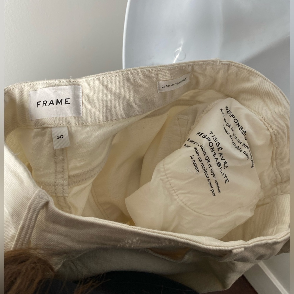 FRAME NWT Denim Women's Cream Jeans Le Super High Rise - Picture 6 of 7